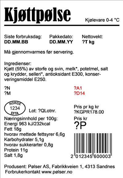 ta etikett eksempeletikett